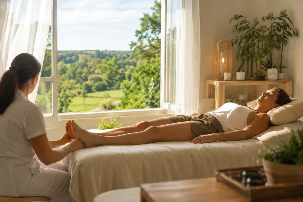 seance de reflexologie plantaire pour jambes lourdes a la planche et remouille en loire atlantique